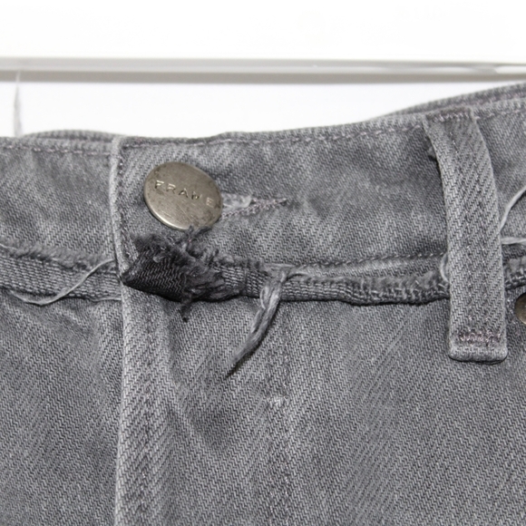 Frame Denim Nouveau Le Mix Gray Jean Denim Mini Skirt Distressed Size 25 - Picture 4 of 11